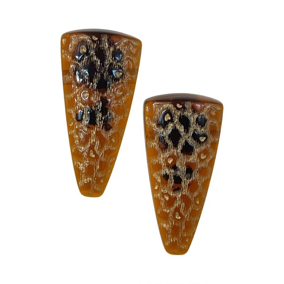 Abra Jewelry - Vintage Abra Leopard Print Acrylic Clip On Earrings